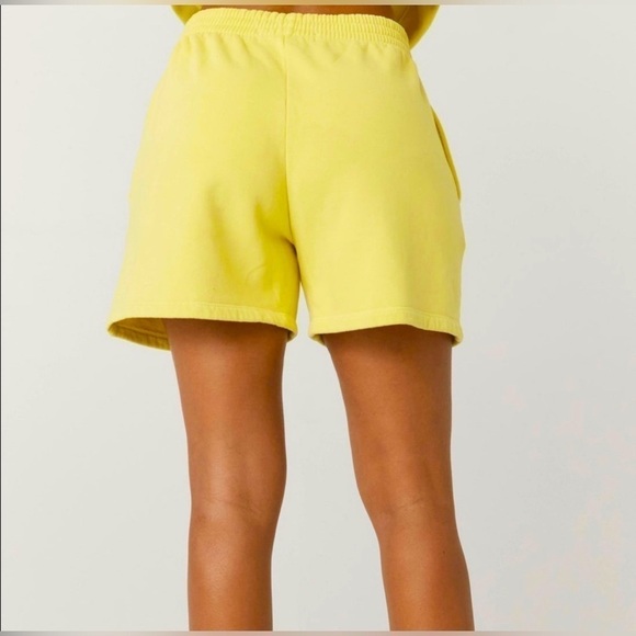 Daydreamer Ransom Note BF Sweat Shorts in Citron Yellow - Picture 2 of 9